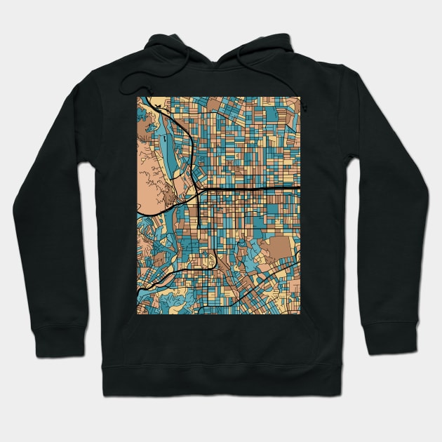 Pasadena Map Pattern in Mid Century Pastel Hoodie by PatternMaps